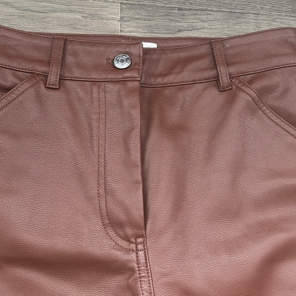 Wilfred Free | Aritzia brown faux leather straight leg pants size 2 - Picture 4 of 12
